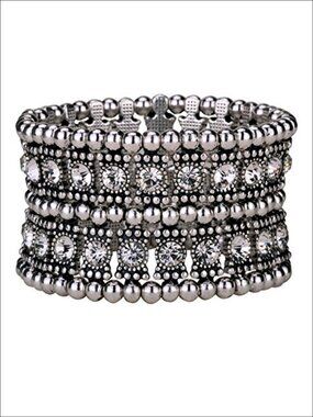 Multilayer Wide Stretch Cuff Bracelet Soft Elastic Band Lead Nickel Free